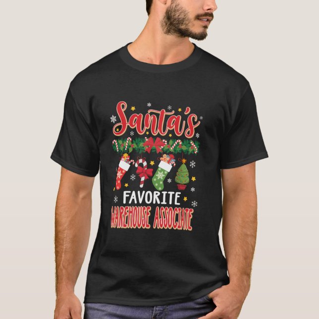 Santa s Favorite Warehouse Associate Santa Hat Xma T Shirt (Framsida)