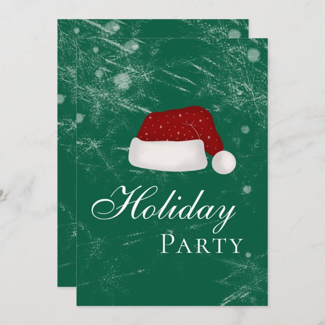 Santa’s Hat Holiday Christmas Party Winter Inbjudningar (Fram/baksida)