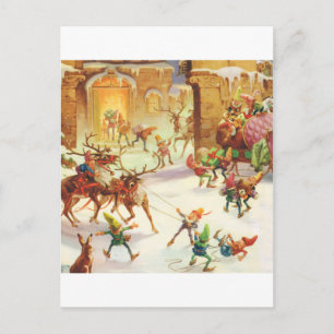 SANTA:S HELVES LADDE SIN SLEIGH MED GIFTS HELG VYKORT
