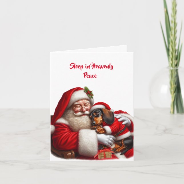 SANTA:S LAP DACHSHUND CHRISTMAS-KORT KORT (Framsida)