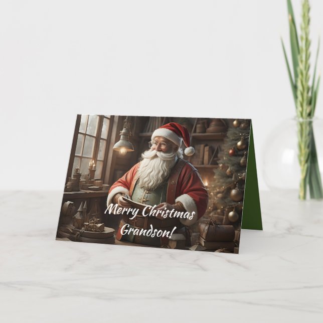 SANTA:S LIST-GRANDSON CHRISTMAS-KORT TACK KORT (Framsida)