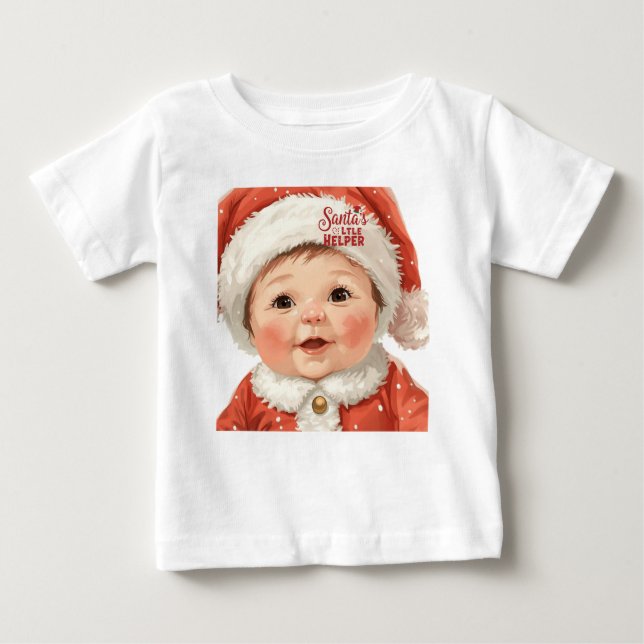 Santa’s Little Helper Baby Shirt | Cute Christmas T Shirt (Framsida)