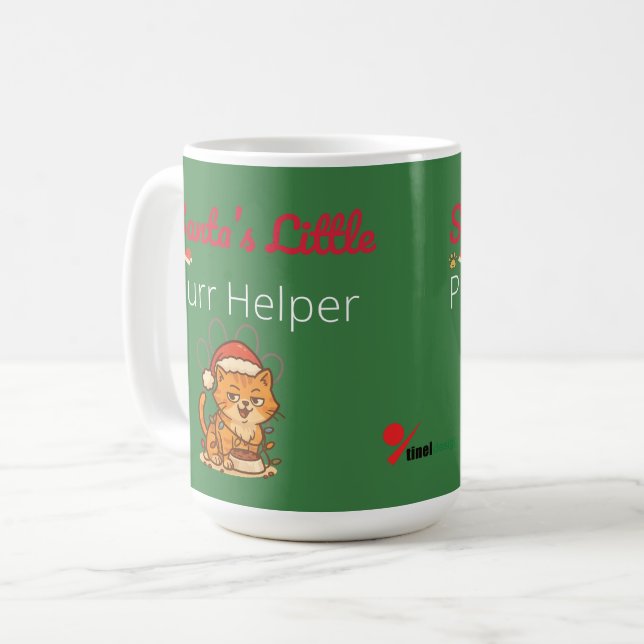 Santa’s Little Purr Helper | Funny Christmas Cat Kaffemugg (Framsida vänster)