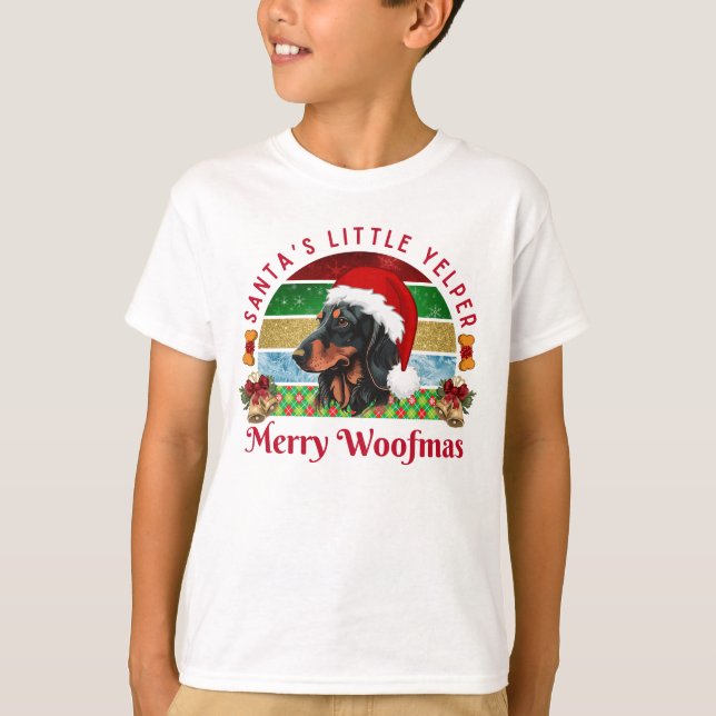 Santa’s Little Yelper, Funny Dachshund Christmas T Shirt (Framsida)
