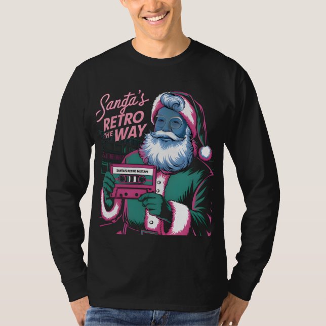 Santa’s Mixtape – 80s Christmas Nostalgia T Shirt (Framsida)