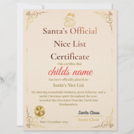 Santa’s Nice List Certificate   Brevhuvud