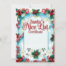 Santa’s Nice List Certificate for Boys Inbjudningar