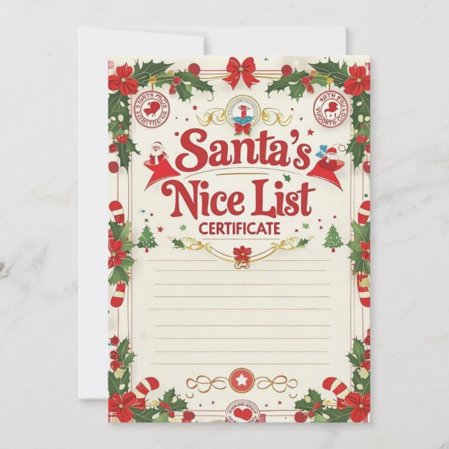 Santa’s Nice List Certificate | Official Inbjudningar (Framsida)