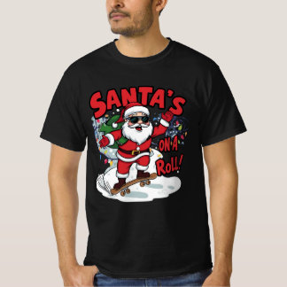 Santa’s On a Roll – Skateboard Christmas Design T Shirt