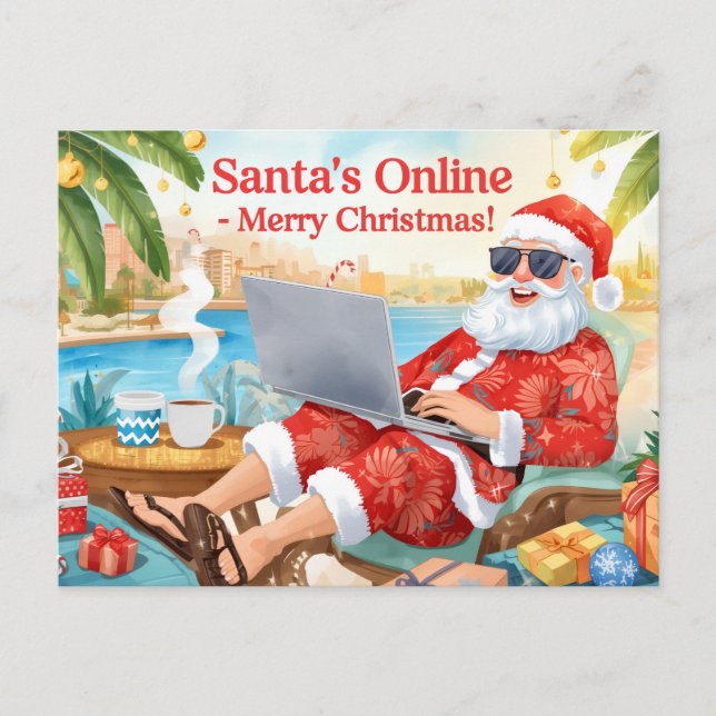 Santa’s Online Computer Lovers Merry Christmas! Helg Vykort (Framsida)