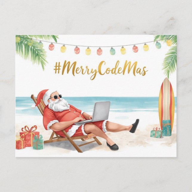 Santa’s Online Programmer Merry Christmas! Helg Vykort (Framsida)