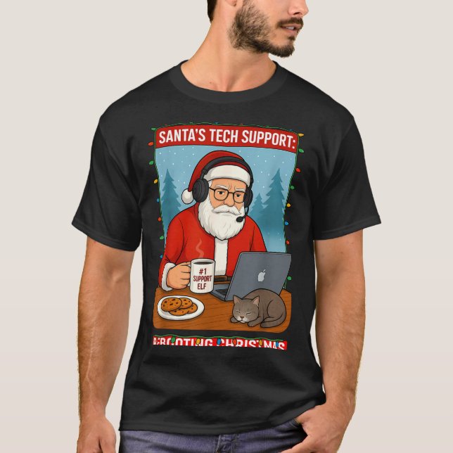 Santa s Rebooting Tech Support Shirt T Shirt (Framsida)