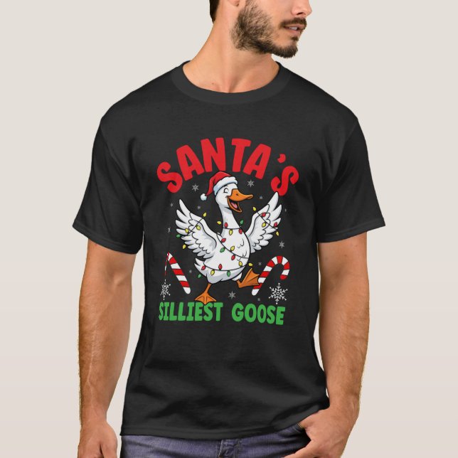 Santa s Silliest Goose Merry Christmas Silly Goose T Shirt (Framsida)