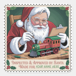 Santa’s Toy Inspector Seal Sticker Fyrkantigt Klistermärke