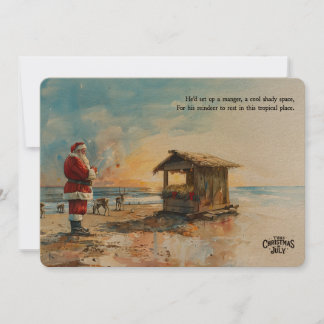 Santa’s Tropical Manger Christmas in July Card Julkort