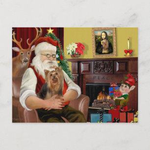 Santa s Yorkshire Terrier #7 Helg Vykort