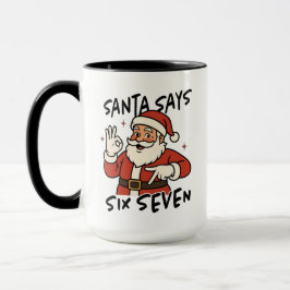 Santa säger sex sju mugg, rolig jul mugg