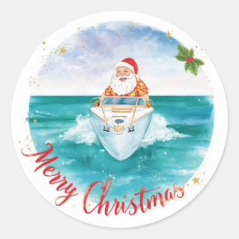 Santa Sailing – Tropical Christmas by the Sea Runt Klistermärke