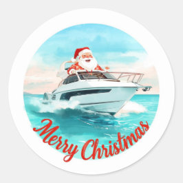 Santa Sailing – Tropical Christmas by the Sea Runt Klistermärke