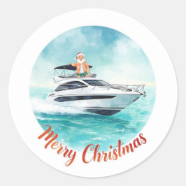 Santa Sailing – Tropical Christmas by the Sea Runt Klistermärke