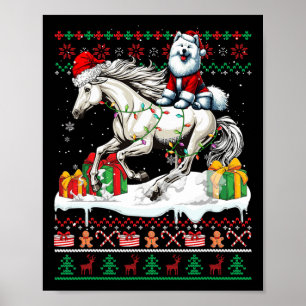 Santa Samoyed Riding Horse jul Sweater Älskare Poster