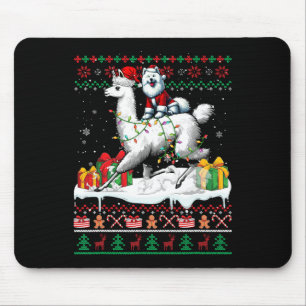 Santa Samoyed Riding Llama jul Sweater Älskare Musmatta