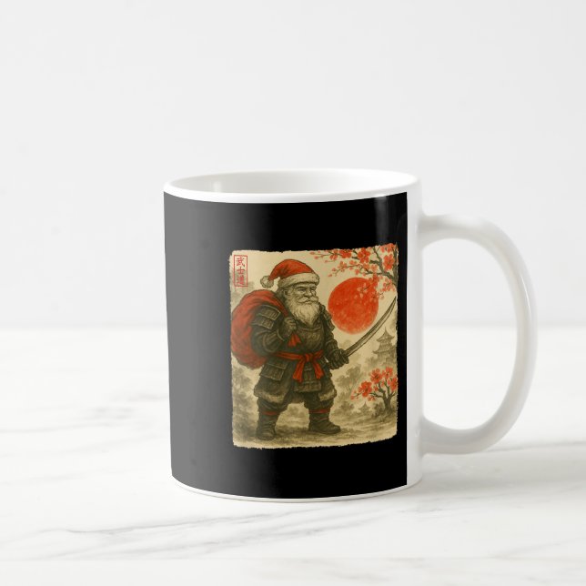 Santa Samurai Japanese Warrior Costume Sumi-e Art  Kaffemugg (Höger)