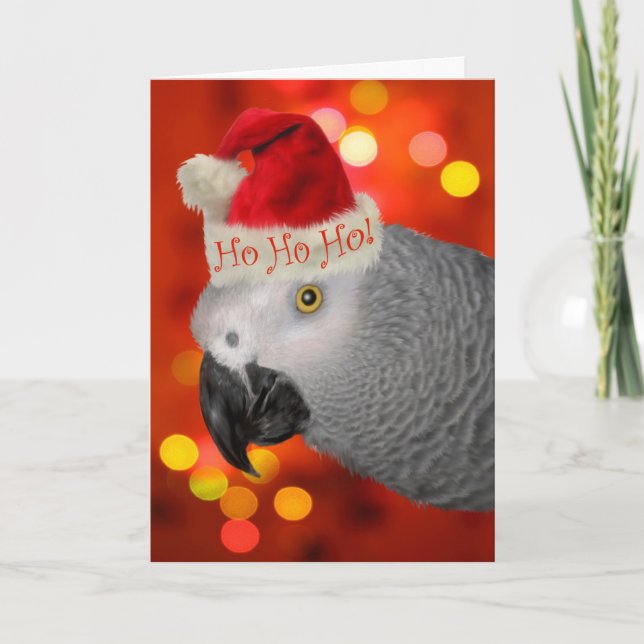 Santa Santa African Grått Parrot Helgkort (Framsida)