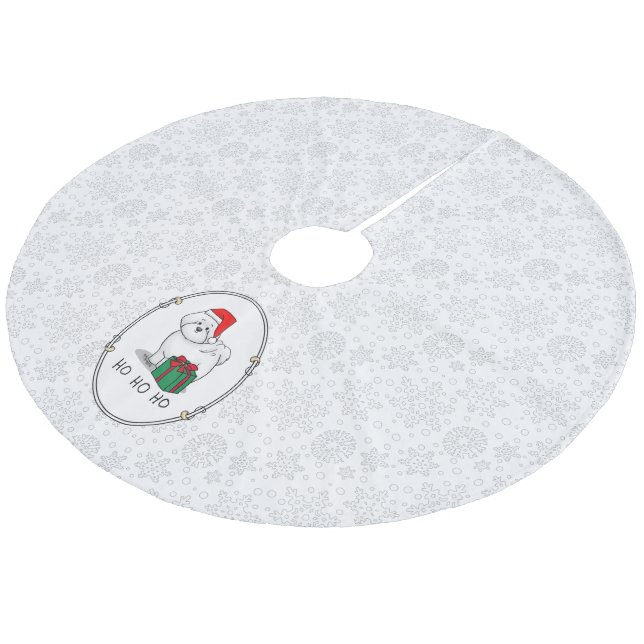 Santa Santa Bichon Frise Hund Cute Julgransmatta Fleece (Vinklad)