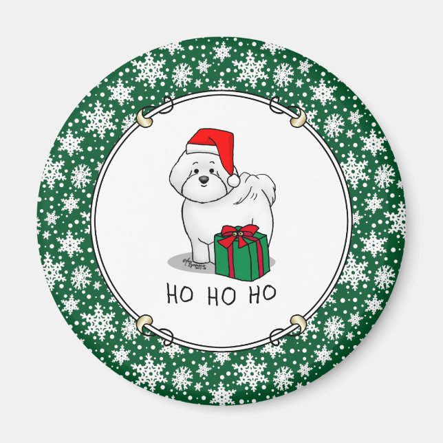 Santa Santa Bichon Frise Hund Cute Magnet (Framsidan)