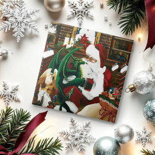 Santa Santa Dragon Fantasy Kakelplatta