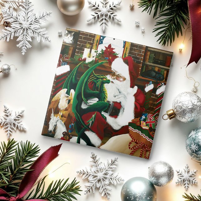 Santa Santa Dragon Fantasy Kakelplatta (Skapare uppladdad)