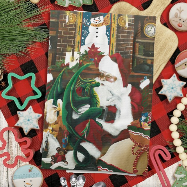Santa Santa Dragon Fantasy Kökshandduk (Skapare uppladdad)