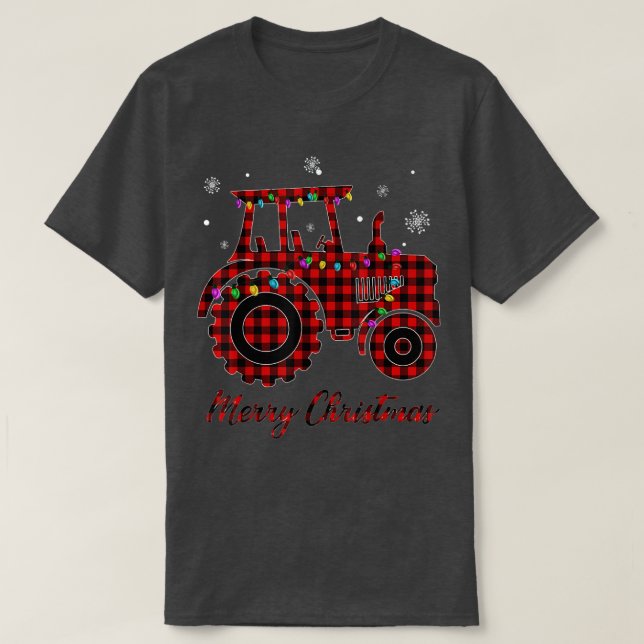 Santa Santa Farm Tractor Light Snö Sleigh Paj T Shirt (Design framsida)