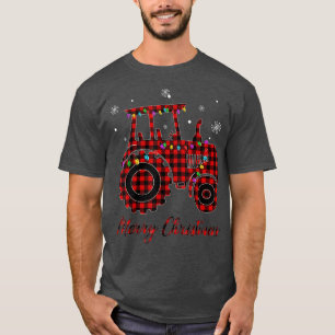 Santa Santa Farm Tractor Light Snö Sleigh Paj T Shirt