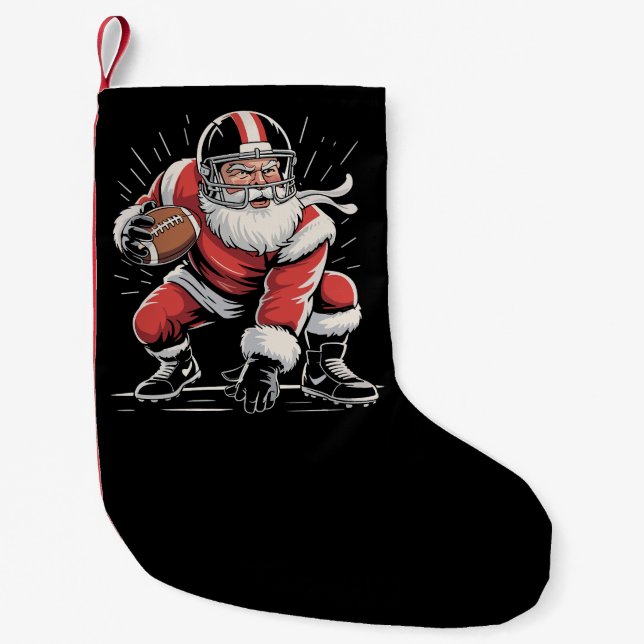Santa Santa Football Lineman Quarterback Liten Julstrumpa (Framsidan)