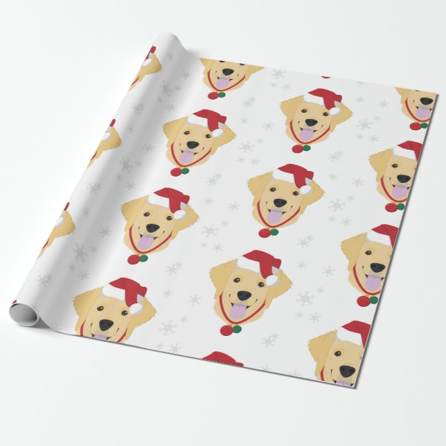 Santa Santa Golden Retriever Hund White Presentpapper (Utrullad)