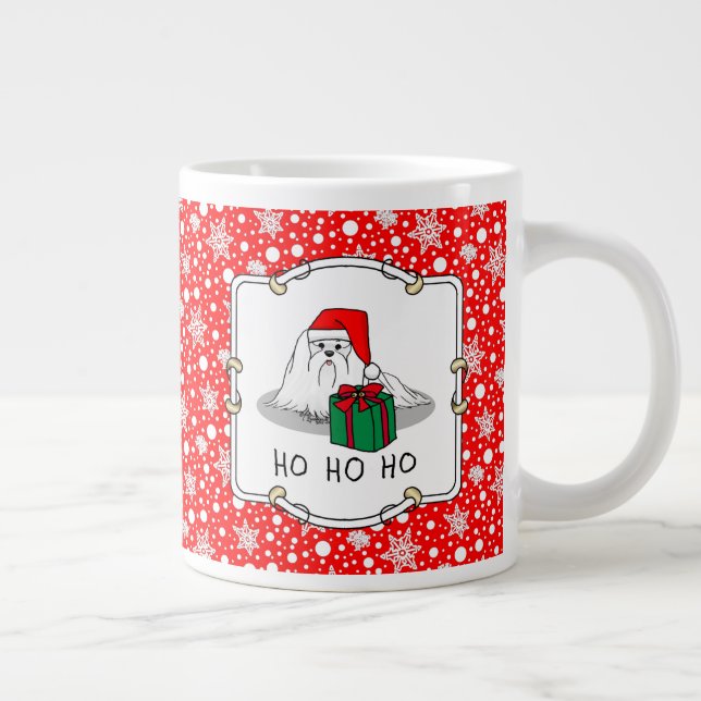 Santa Santa Hat Maltese Hund Cute Funny Jumbo Mugg (Höger)