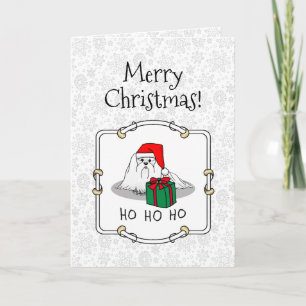 Santa Santa Hat Maltese Hund Cute Funny Kort
