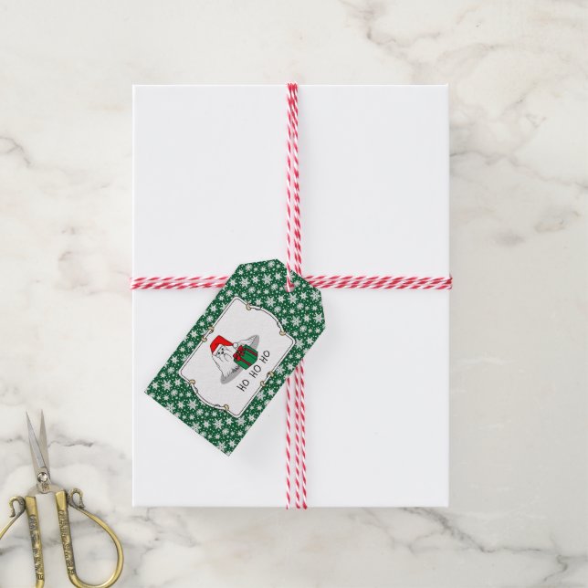 Santa Santa Hat Maltese Hund Cute Funny Presentetikett (Med Snöre)