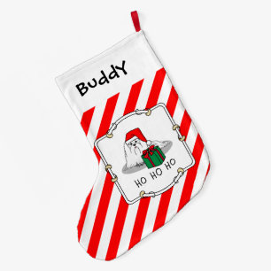 Santa Santa Hat Maltese Hund Cute Funny Stor Julstrumpa