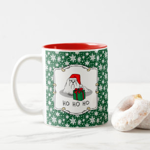 Santa Santa Hat Maltese Hund Cute Funny Två-Tonad Mugg
