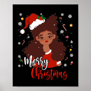 Santa Santa Hat Shirt Black African Poster