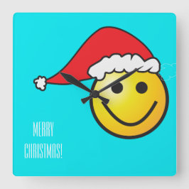 Santa Santa Hat Turcos Lycklig Clock Fyrkantig Klocka