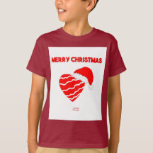 Santa Santa Heart Boys Maroon Basic T Shirt