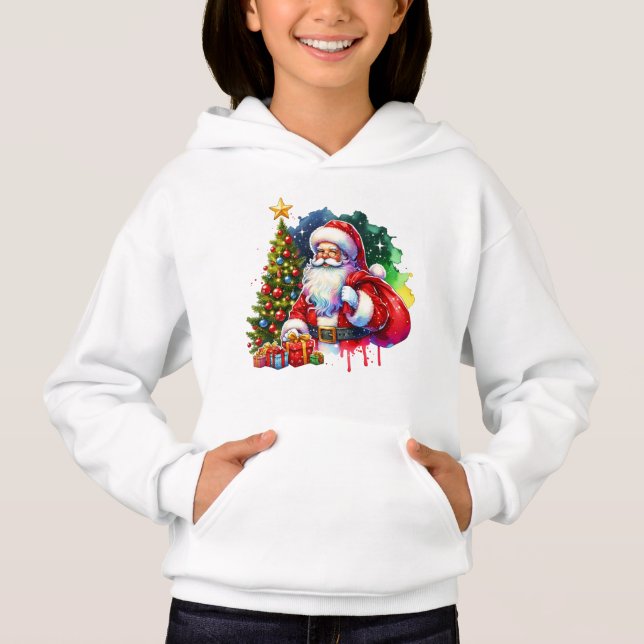 Santa Santa Kids Hoodie - Festive och Mysigt T Shirt (Framsida)