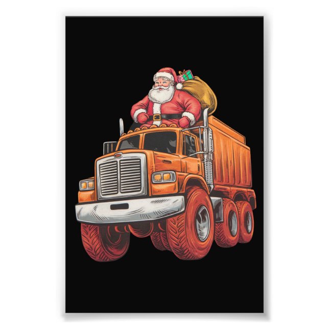 Santa Santa Monster Lastbil Julafton Boys Kids Fototryck (Framsidan)