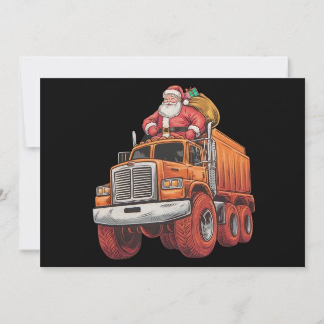 Santa Santa Monster Lastbil Julafton Boys Kids Julkort (Framsida)