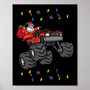 Santa Santa Monster Lastbil Julafton Boys Kids Tod Poster