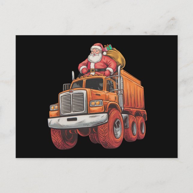 Santa Santa Monster Lastbil Julafton Boys Kids Vykort (Framsida)
